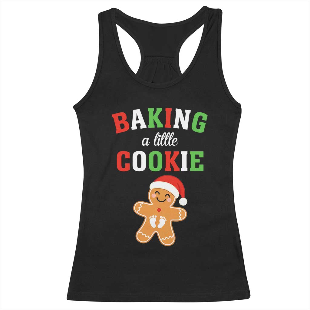 Christmas Pregnant Racerback Tank Top Baking A Little Cookie Maternity Pregnancy Announcement TS10 Black Print Your Wear
