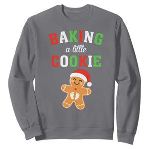 Christmas Pregnant Sweatshirt Baking A Little Cookie Maternity Pregnancy Announcement TS10 Charcoal Print Your Wear