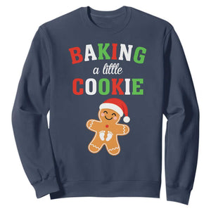 Christmas Pregnant Sweatshirt Baking A Little Cookie Maternity Pregnancy Announcement TS10 Navy Print Your Wear