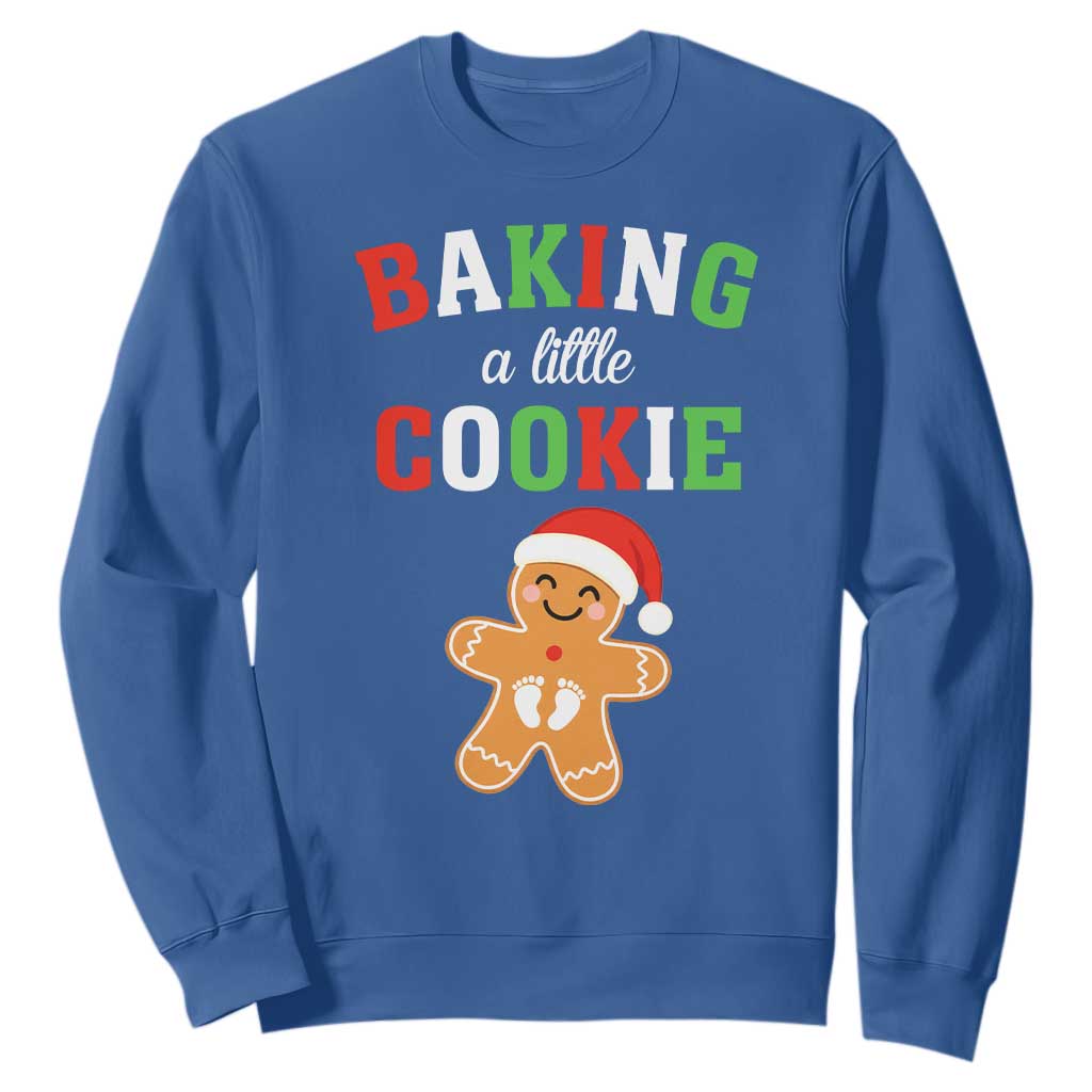 Christmas Pregnant Sweatshirt Baking A Little Cookie Maternity Pregnancy Announcement TS10 Royal Blue Print Your Wear