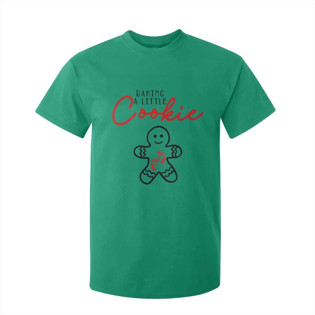 Christmas Pregnant T Shirt For Kid Baking A Little Cookie Maternity Gingerbread TS10 Irish Green Print Your Wear