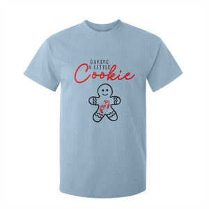 Christmas Pregnant T Shirt For Kid Baking A Little Cookie Maternity Gingerbread TS10 Light Blue Print Your Wear