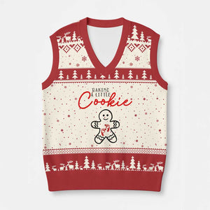 Xmas Pregnant V-Neck Knit Sweater Vest Baking A Little Cookie Maternity Gingerbread TS10 Beige Red Print Your Wear