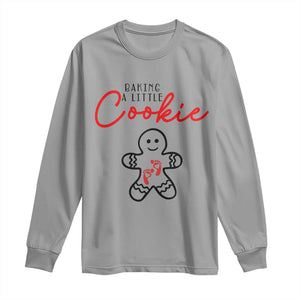Christmas Pregnant Long Sleeve Shirt Baking A Little Cookie Maternity Gingerbread TS10 Sport Gray Print Your Wear