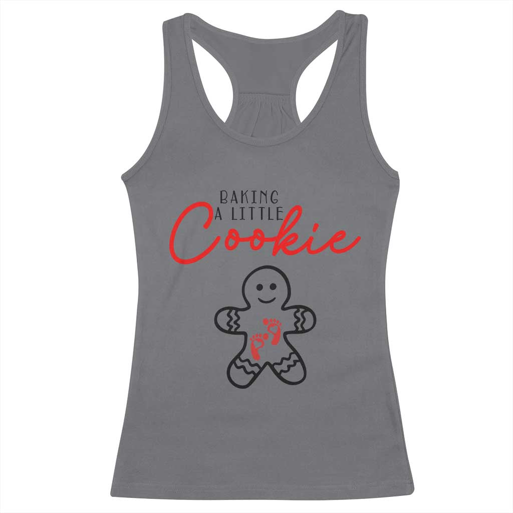 Christmas Pregnant Racerback Tank Top Baking A Little Cookie Maternity Gingerbread TS10 Charcoal Print Your Wear