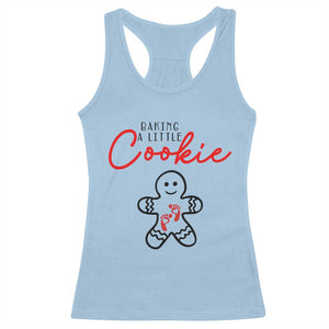 Christmas Pregnant Racerback Tank Top Baking A Little Cookie Maternity Gingerbread TS10 Light Blue Print Your Wear