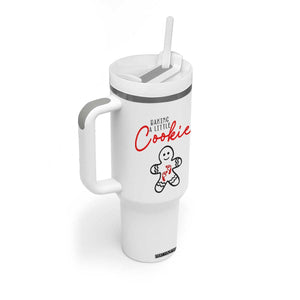 Christmas Pregnant Tumbler With Handle Baking A Little Cookie Maternity Gingerbread TS10 Print Your Wear