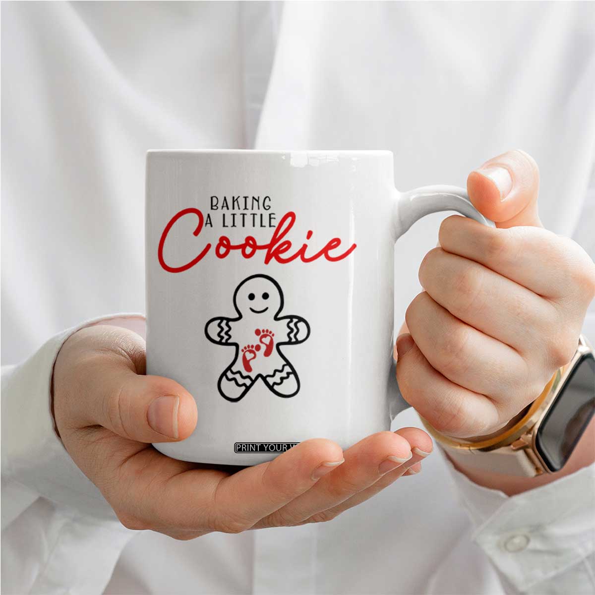 Christmas Pregnant Coffee Mug Baking A Little Cookie Maternity Gingerbread TS10 Print Your Wear