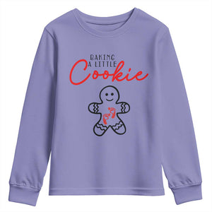 Christmas Pregnant Youth Sweatshirt Baking A Little Cookie Maternity Gingerbread TS10 Violet Print Your Wear
