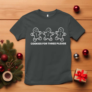 Cookies For Three Please Pregnancy Announcement Christmas T Shirt TS10 Dark Heather Print Your Wear