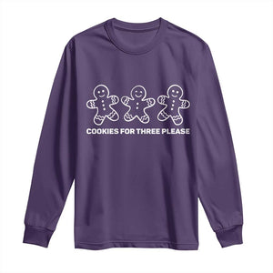 Cookies For Three Please Pregnancy Announcement Christmas Long Sleeve Shirt TS10 Purple Print Your Wear