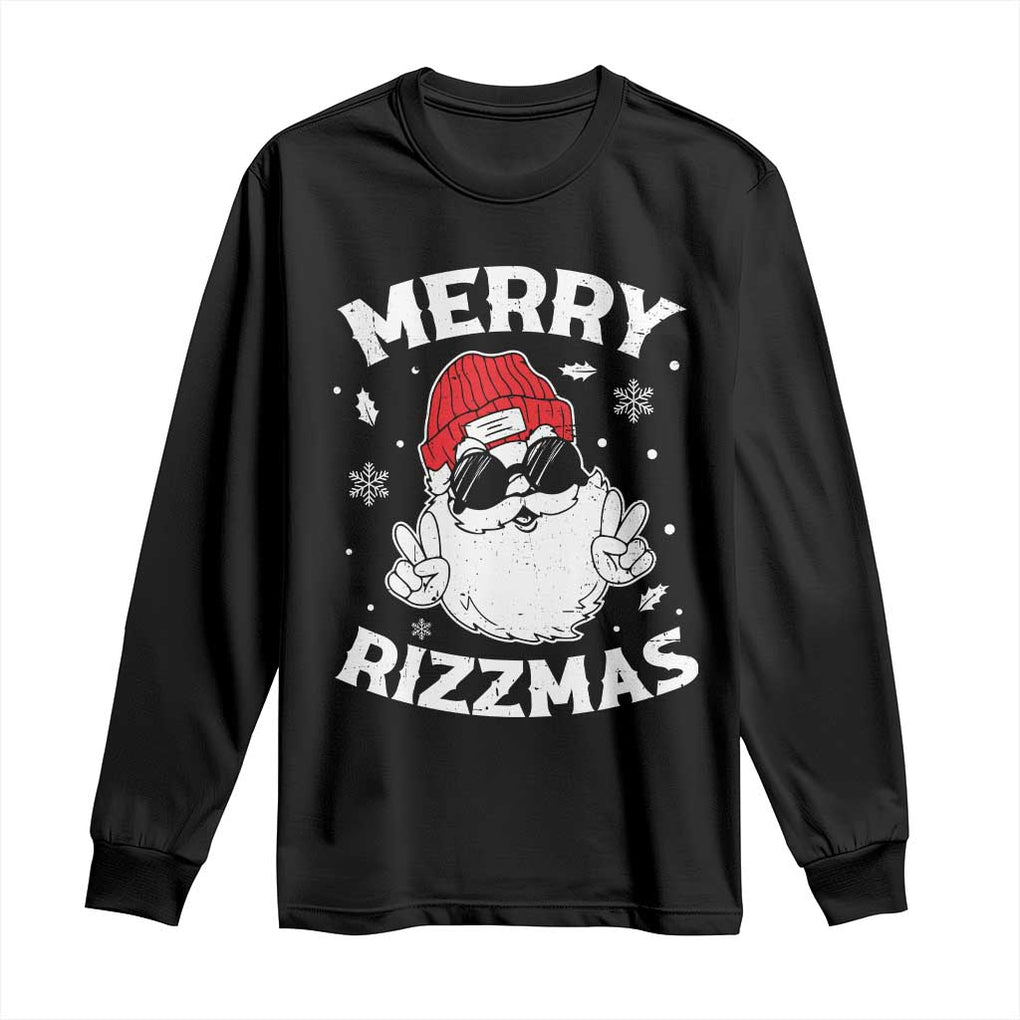 Funny Christmas Santa Long Sleeve Shirt Merry Rizzmas Kids Teens School TS10 Black Print Your Wear