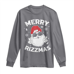 Funny Christmas Santa Long Sleeve Shirt Merry Rizzmas Kids Teens School TS10 Charcoal Print Your Wear