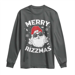 Funny Christmas Santa Long Sleeve Shirt Merry Rizzmas Kids Teens School TS10 Dark Heather Print Your Wear