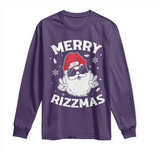 Funny Christmas Santa Long Sleeve Shirt Merry Rizzmas Kids Teens School TS10 Purple Print Your Wear