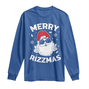 Funny Christmas Santa Long Sleeve Shirt Merry Rizzmas Kids Teens School TS10 Royal Blue Print Your Wear