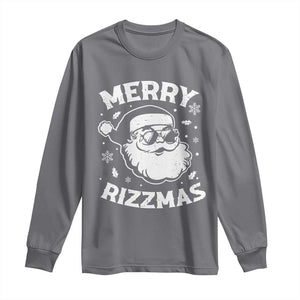 Funny Christmas Santa Claus Long Sleeve Shirt Merry Rizzmas Kids Teens School TS10 Charcoal Print Your Wear