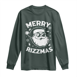 Funny Christmas Santa Claus Long Sleeve Shirt Merry Rizzmas Kids Teens School TS10 Dark Forest Green Print Your Wear