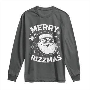 Funny Christmas Santa Claus Long Sleeve Shirt Merry Rizzmas Kids Teens School TS10 Dark Heather Print Your Wear