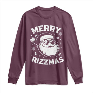 Funny Christmas Santa Claus Long Sleeve Shirt Merry Rizzmas Kids Teens School TS10 Maroon Print Your Wear