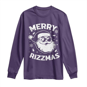 Funny Christmas Santa Claus Long Sleeve Shirt Merry Rizzmas Kids Teens School TS10 Purple Print Your Wear