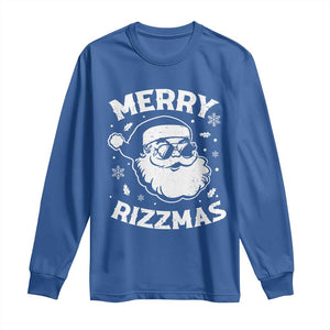 Funny Christmas Santa Claus Long Sleeve Shirt Merry Rizzmas Kids Teens School TS10 Royal Blue Print Your Wear