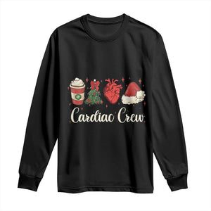 Christmas Cardiac Nurse Long Sleeve Shirt Cardiac Crew Anatomical Xmas Heart Anatomy Tree Bow TS10 Black Print Your Wear