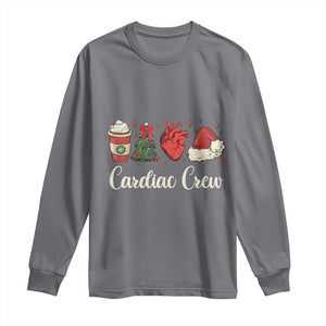 Christmas Cardiac Nurse Long Sleeve Shirt Cardiac Crew Anatomical Xmas Heart Anatomy Tree Bow TS10 Charcoal Print Your Wear