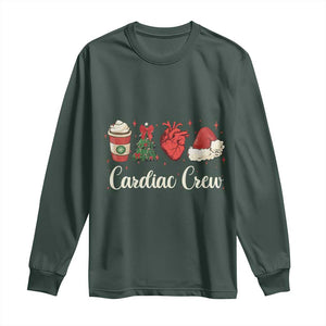 Christmas Cardiac Nurse Long Sleeve Shirt Cardiac Crew Anatomical Xmas Heart Anatomy Tree Bow TS10 Dark Forest Green Print Your Wear