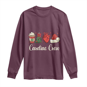 Christmas Cardiac Nurse Long Sleeve Shirt Cardiac Crew Anatomical Xmas Heart Anatomy Tree Bow TS10 Maroon Print Your Wear