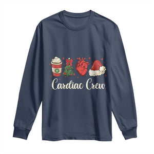 Christmas Cardiac Nurse Long Sleeve Shirt Cardiac Crew Anatomical Xmas Heart Anatomy Tree Bow TS10 Navy Print Your Wear