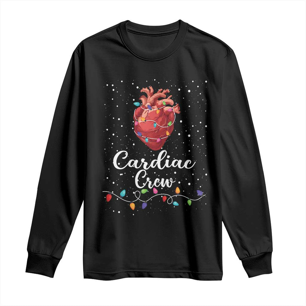 Christmas Cardiac Nurse Long Sleeve Shirt Cardiac Crew Anatomical Anatomy Xmas Heart With Lights TS10 Black Print Your Wear