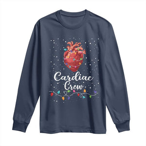 Christmas Cardiac Nurse Long Sleeve Shirt Cardiac Crew Anatomical Anatomy Xmas Heart With Lights TS10 Navy Print Your Wear