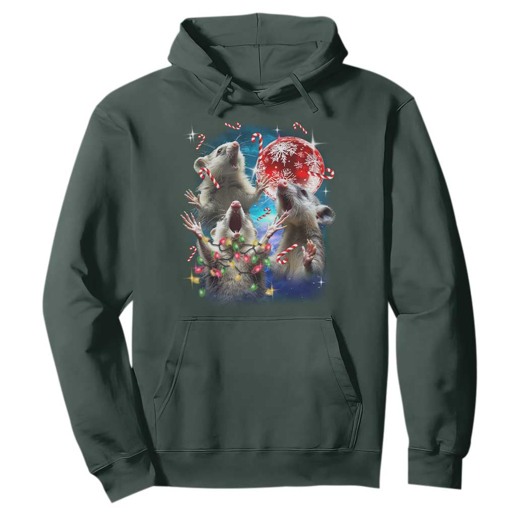 Possum Christmas Hoodie 3 Opossum Possum Funny Weird Cursed Meme TS10 Dark Forest Green Print Your Wear