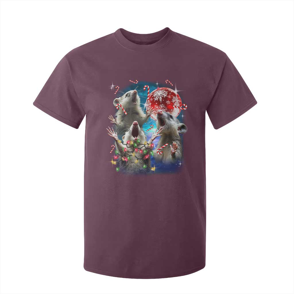 Possum Christmas T Shirt For Kid 3 Opossum Possum Funny Weird Cursed Meme TS10 Maroon Print Your Wear