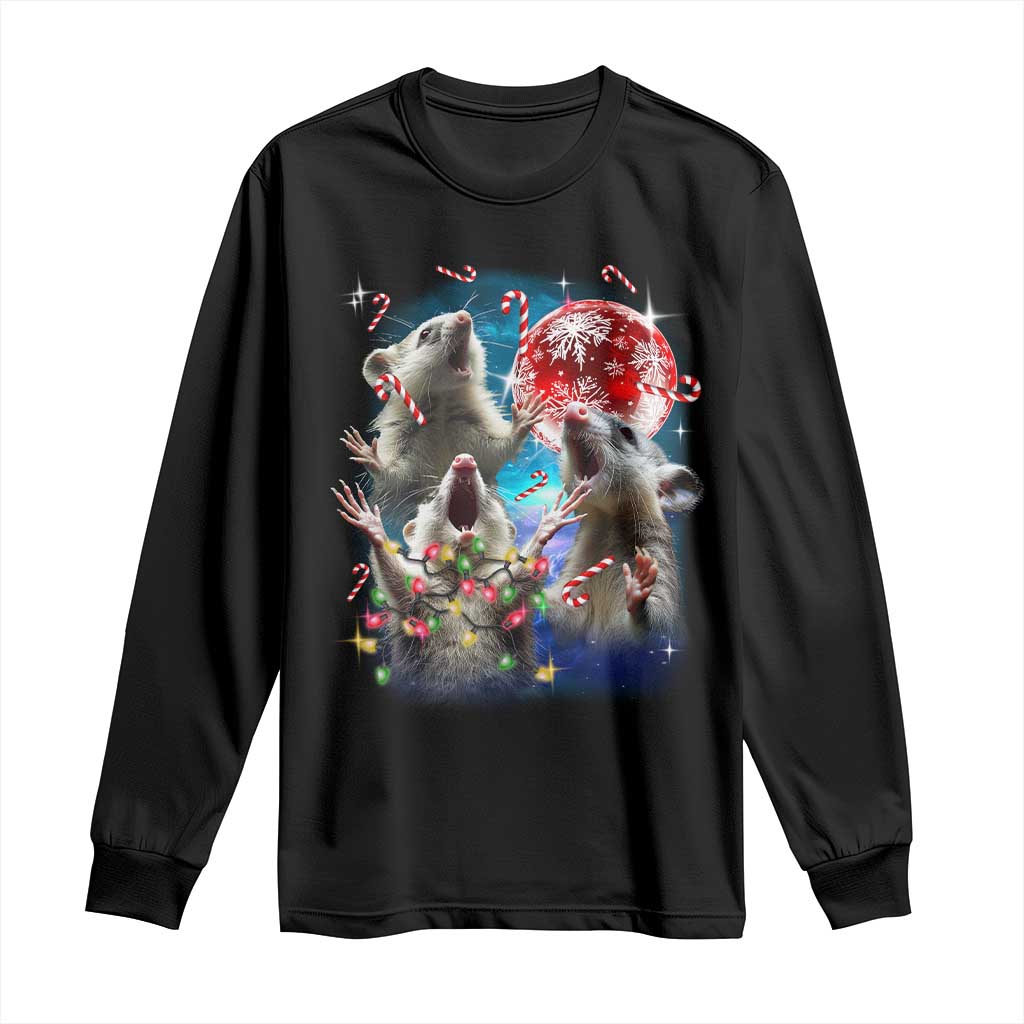 Possum Christmas Long Sleeve Shirt 3 Opossum Possum Funny Weird Cursed Meme TS10 Black Print Your Wear