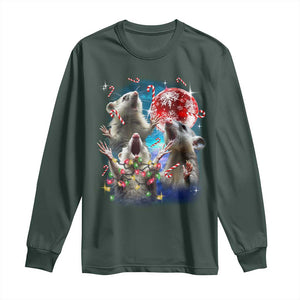 Possum Christmas Long Sleeve Shirt 3 Opossum Possum Funny Weird Cursed Meme TS10 Dark Forest Green Print Your Wear