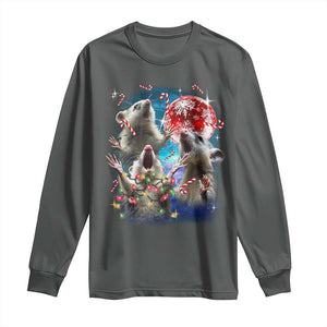 Possum Christmas Long Sleeve Shirt 3 Opossum Possum Funny Weird Cursed Meme TS10 Dark Heather Print Your Wear