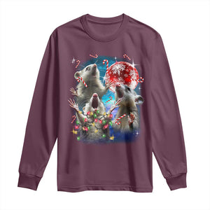 Possum Christmas Long Sleeve Shirt 3 Opossum Possum Funny Weird Cursed Meme TS10 Maroon Print Your Wear