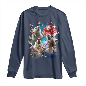 Possum Christmas Long Sleeve Shirt 3 Opossum Possum Funny Weird Cursed Meme TS10 Navy Print Your Wear