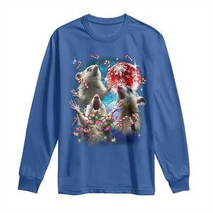 Possum Christmas Long Sleeve Shirt 3 Opossum Possum Funny Weird Cursed Meme TS10 Royal Blue Print Your Wear