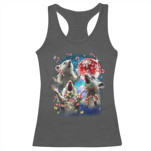 Possum Christmas Racerback Tank Top 3 Opossum Possum Funny Weird Cursed Meme TS10 Dark Heather Print Your Wear