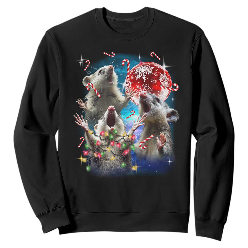 Possum Christmas Sweatshirt 3 Opossum Possum Funny Weird Cursed Meme TS10 Black Print Your Wear
