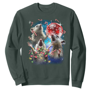 Possum Christmas Sweatshirt 3 Opossum Possum Funny Weird Cursed Meme TS10 Dark Forest Green Print Your Wear