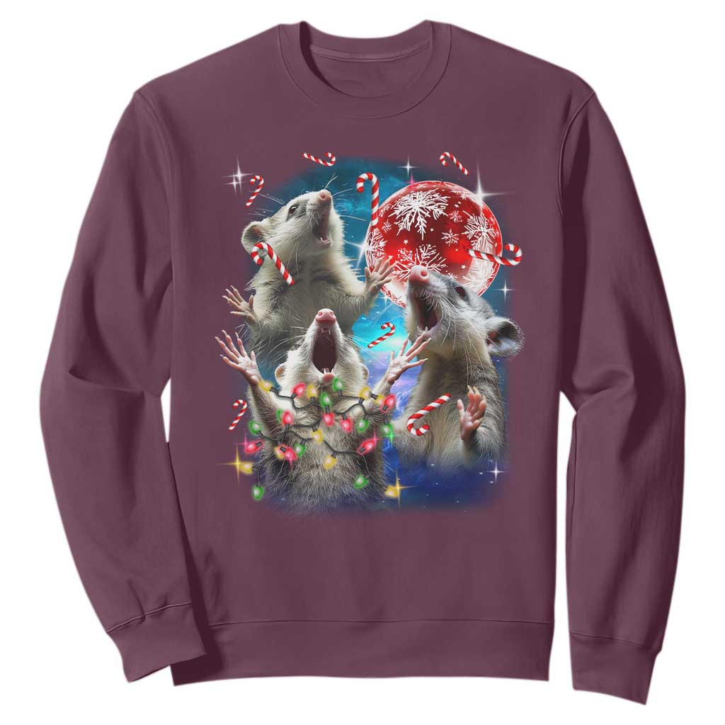 Possum Christmas Sweatshirt 3 Opossum Possum Funny Weird Cursed Meme TS10 Maroon Print Your Wear