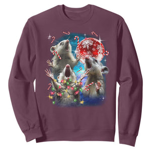 Possum Christmas Sweatshirt 3 Opossum Possum Funny Weird Cursed Meme TS10 Maroon Print Your Wear