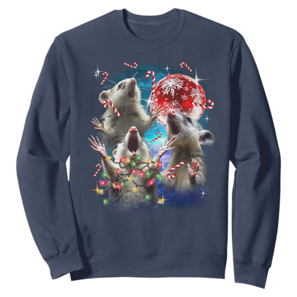 Possum Christmas Sweatshirt 3 Opossum Possum Funny Weird Cursed Meme TS10 Navy Print Your Wear