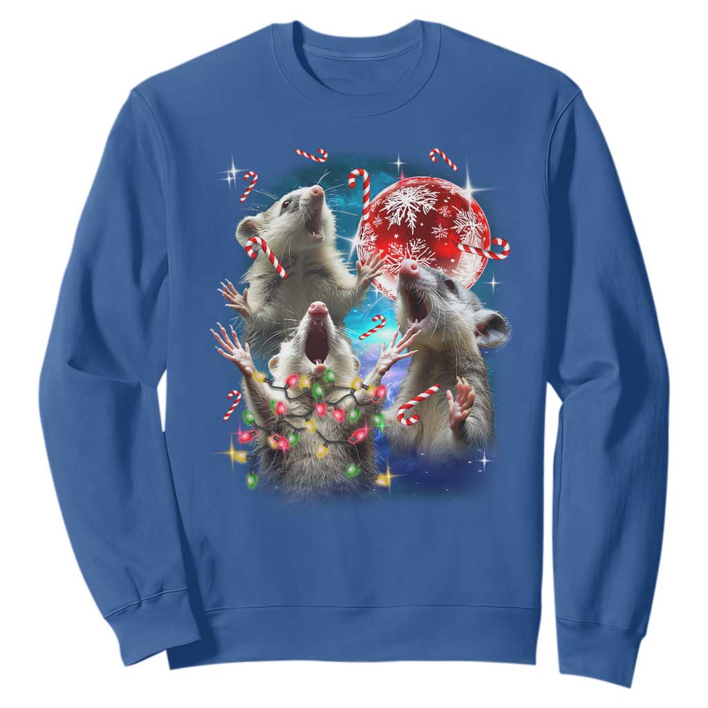 Possum Christmas Sweatshirt 3 Opossum Possum Funny Weird Cursed Meme TS10 Royal Blue Print Your Wear