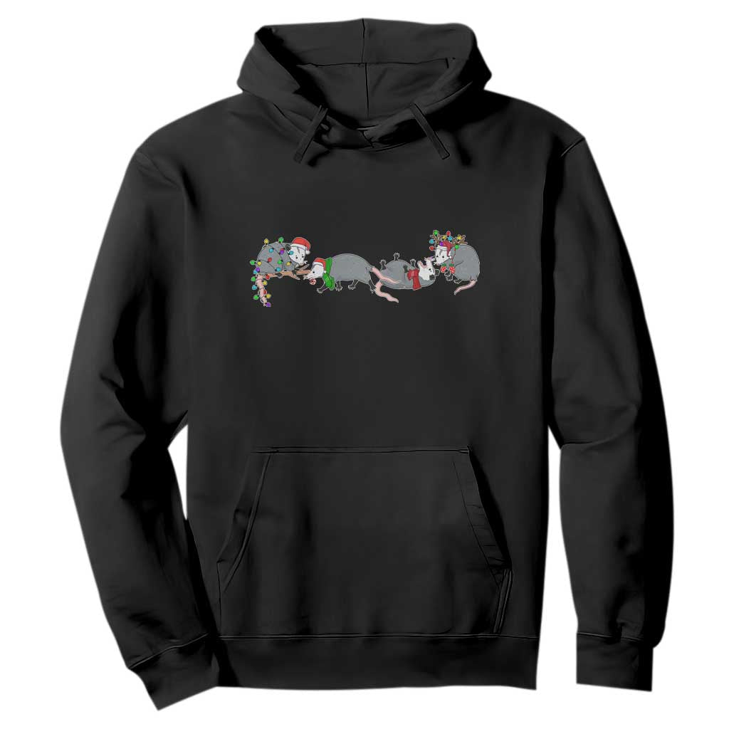 Opossum Christmas Hoodie Funny Wild Animals Xmas Lights TS10 Black Print Your Wear