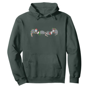 Opossum Christmas Hoodie Funny Wild Animals Xmas Lights TS10 Dark Forest Green Print Your Wear